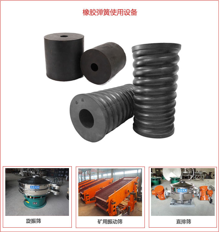 橡膠彈簧適用設備：旋振篩，礦用振動篩，直排篩等